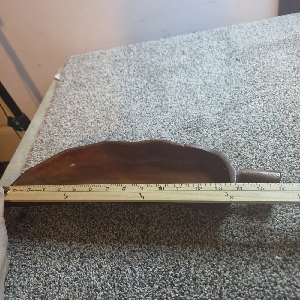 Vintage Hand Carved Wooden Pepper Shaped Serving Bowl Rustic‎ Chili Dish 16 Inch
